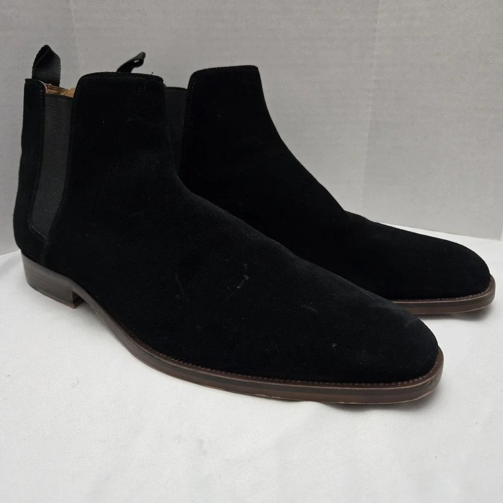 Aldo Boots Mens 12 Chelsea Black Suede Pull On Classic Quiet Luxury Hipster Chic